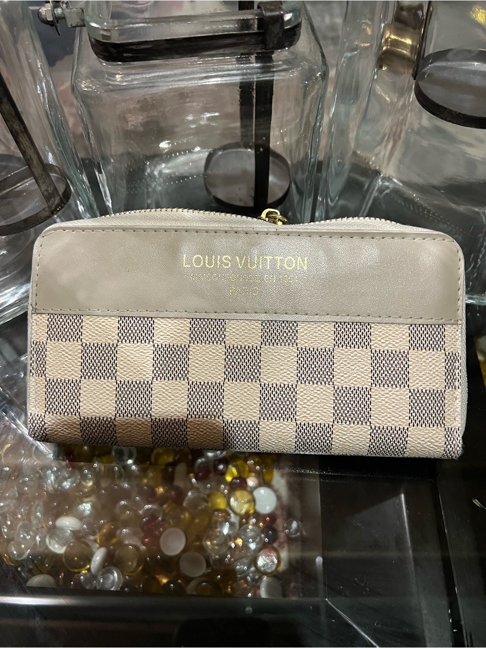 Louis Vuitton Beige and Brown Damier Zip Wallet